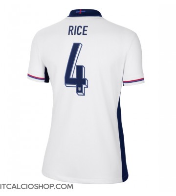 Inghilterra Declan Rice #4 Prima Maglia Femmina Europei 2024 Manica Corta